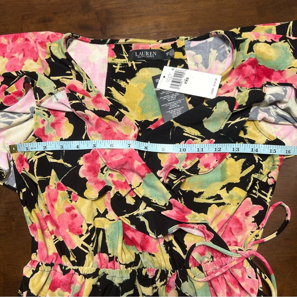 Lauren Ralph Lauren Floral Ruffle-Trim Surplice Jersey Top Size Petite XS - Picture 10 of 13